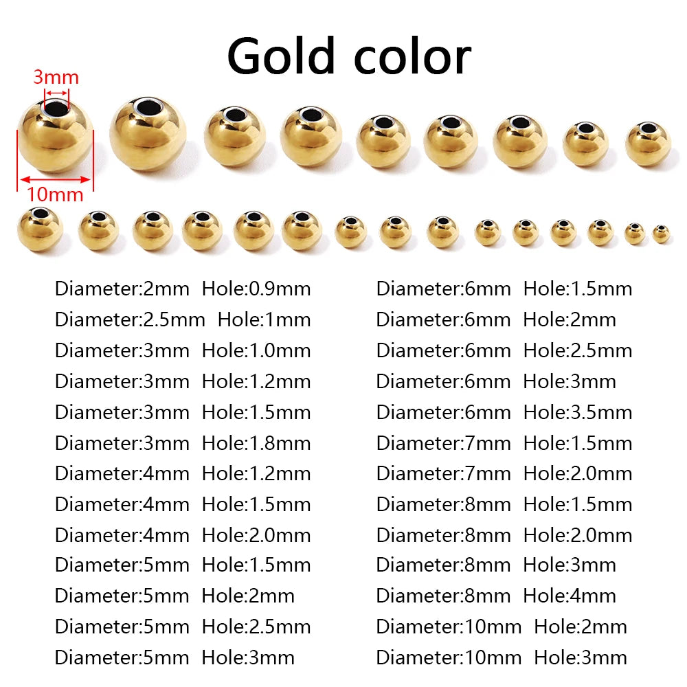 2–10mm Stainless Steel Spacer Beads – High-Quality Loose Beads for DIY Bracelets, Necklaces, and Jewelry Making