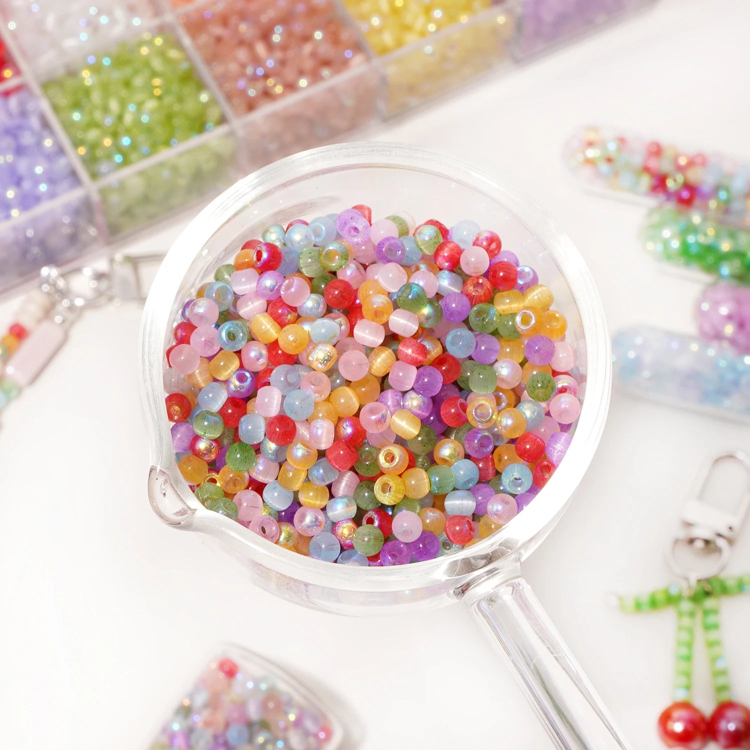 150-Piece 4mm Cat Eye Seed Glass Beads – Multi-Color Rice Loose Beads for Jewelry Making and DIY Crafts