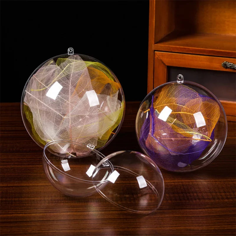 Wholesale Transparent DIY Plastic Ball Ornaments – Fillable Hanging Decoration for Christmas Tree, Wedding & Party Gifts