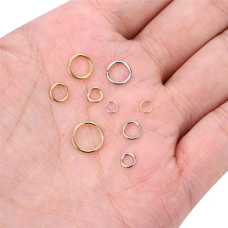 100-Piece PVD Stainless Steel Open Jump Rings – 3/4/5/6/7/8/10mm Split Ring Connectors for DIY Jewelry Making