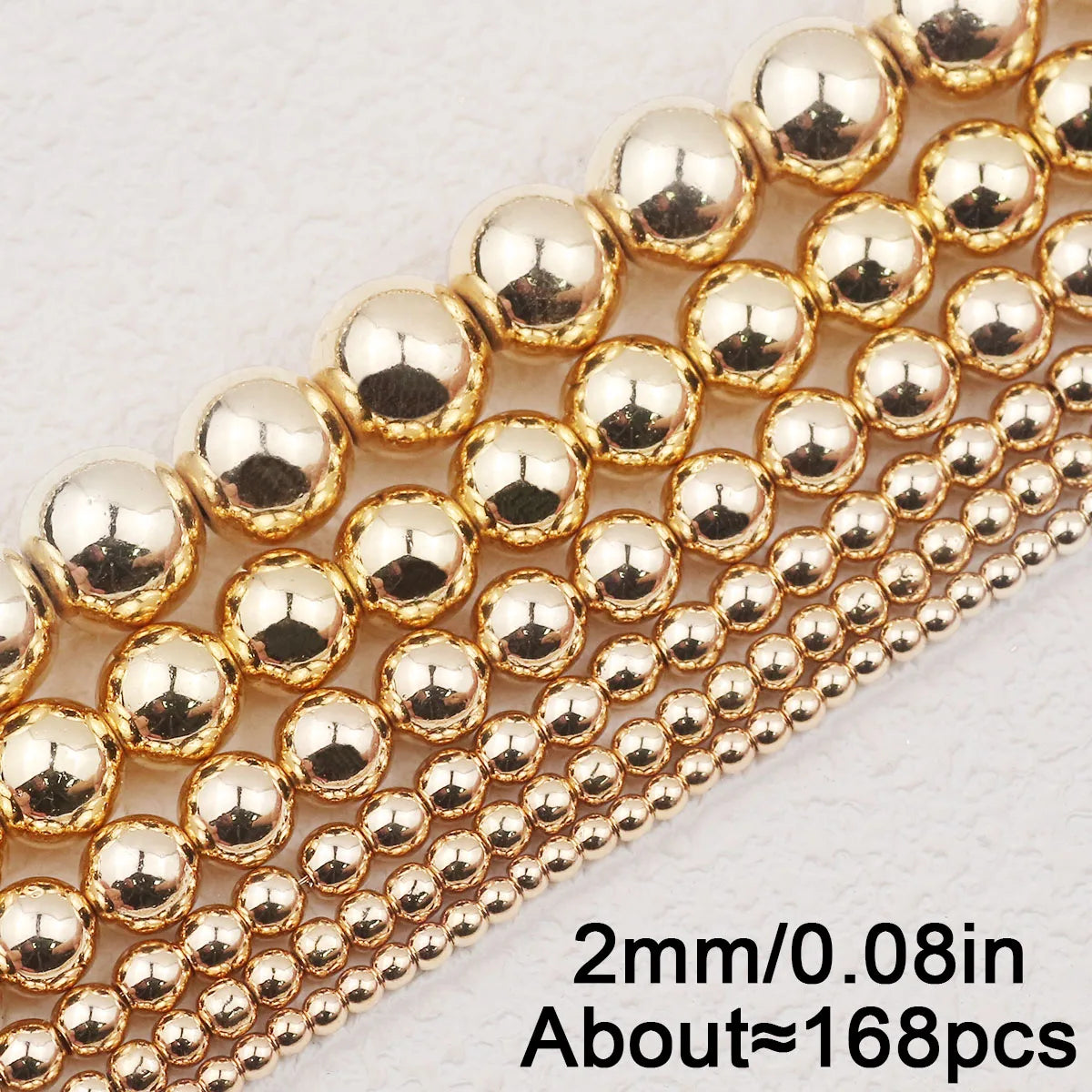 Golden Hematite Round Spacer Beads – Loose Beads for DIY Bracelets, Necklaces, and Jewelry Making