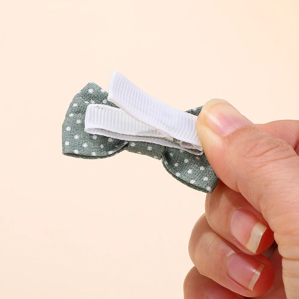 10-Piece Rainbow Fabric Bow Hair Clips – Handmade Printed Barrette Set for Girls, Mini Bangs Bows, Spring 2025 Style