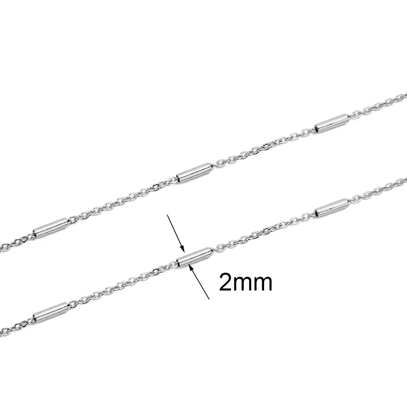 2m Stainless Steel Chains – Gold Color Ball Bead & Cuban Link Chain Bulk for DIY Necklace and Bracelet Making