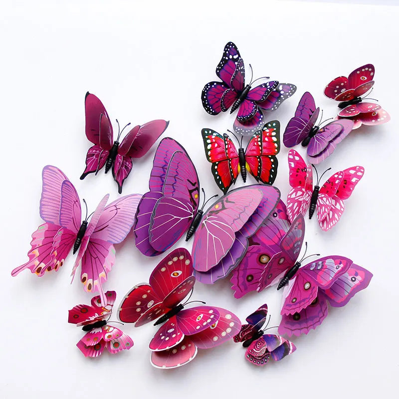 12pcs 3D Double Layer Butterfly Wall Stickers – DIY Magnetic Wall Art for Living Room, Kids Room & Wedding Decor
