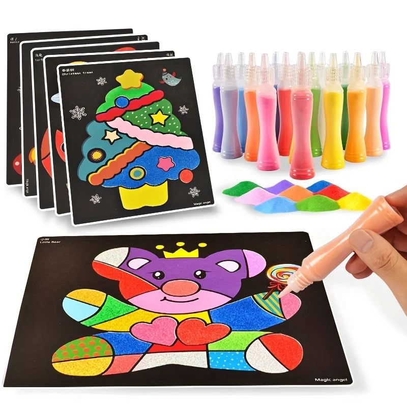 Kids’ Sand Painting Set – DIY Colored Sand Art Kit for Boys and Girls Handmade Craft Toys
