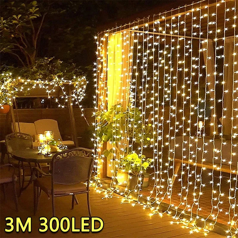 3M LED Curtain String Lights – USB Fairy Lights with 8 Modes for Holiday, Wedding, Party & Home Decor