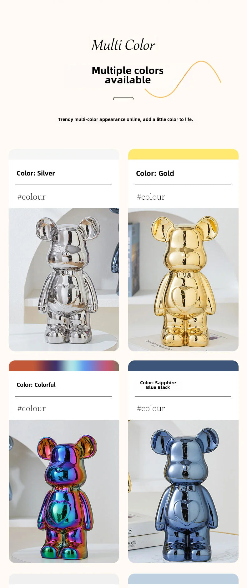 17/27/cm Aesthetic Bear brick Ceramic Staute Teddy Bear decor action figure Sculptures Ornament for room Home Decoration Crafts