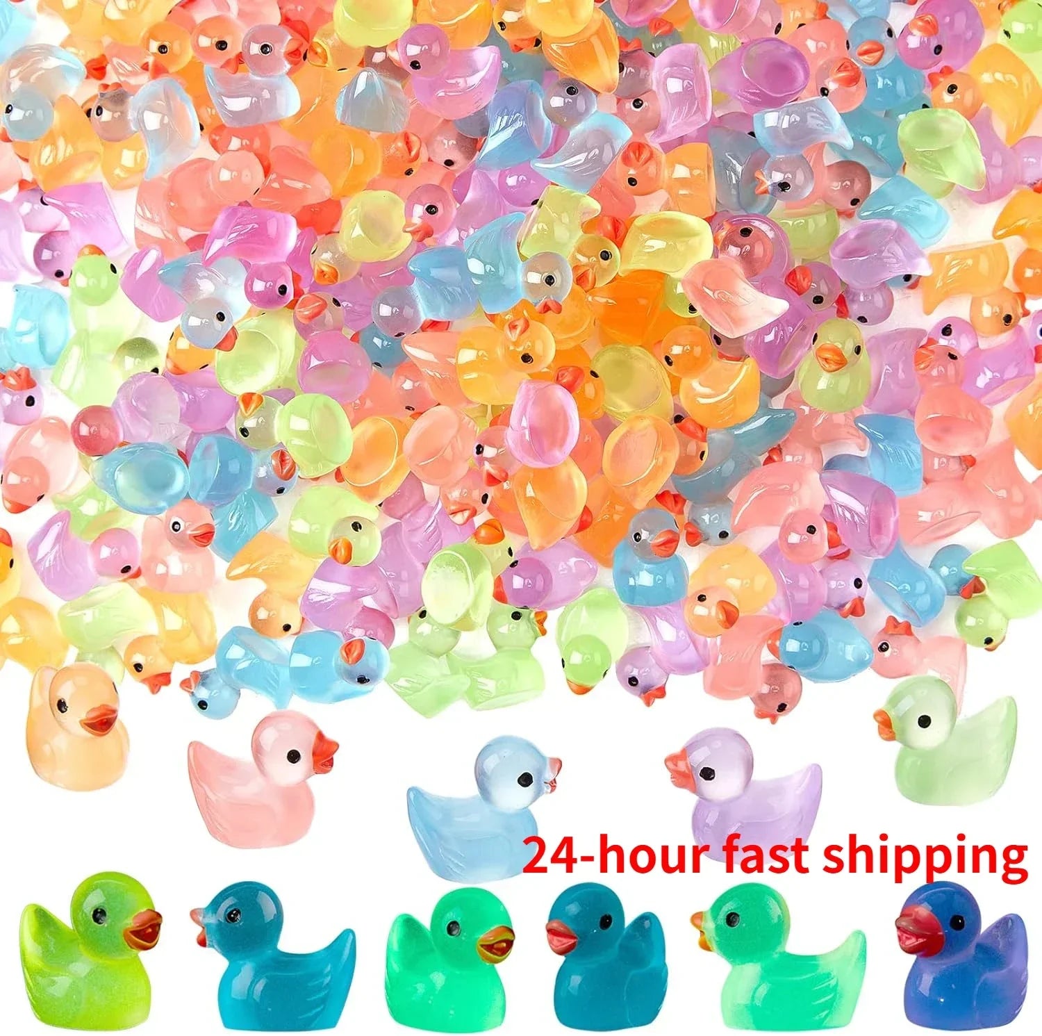 50/100/200pcs Luminous Mini Duck Figurines – Glow in the Dark Fairy Garden Accessories, Moss Microlandscape Ornaments, Home and Craft Décor