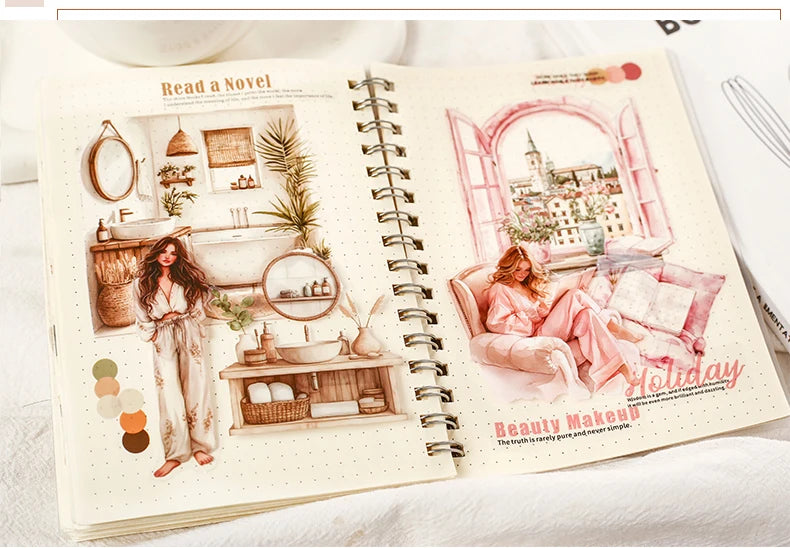 JIANQI 20 Sheets PET Die-Cut Stickers Set – Scrapbooking & Diary Craft Supplies