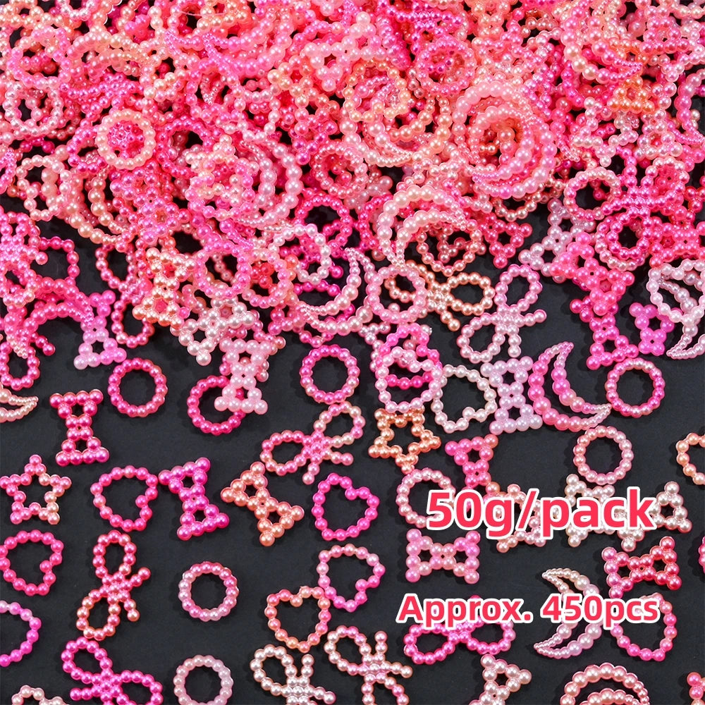 500–600pcs Mixed Resin Nail Art Charms – Y2K Flower, Heart, and Bear Decorations for DIY Manicure Accessories