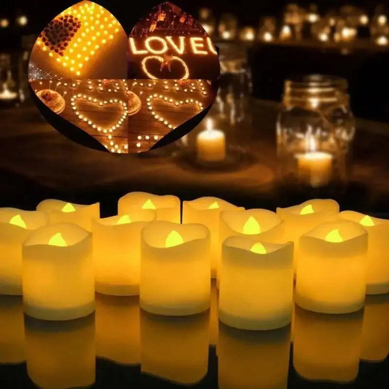 24-Piece LED Candle Tea Lights – Battery Operated Flameless Candles with Red Shells for Wedding & Party Decorations