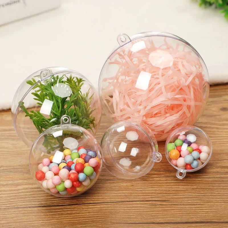 Wholesale Transparent DIY Plastic Ball Ornaments – Fillable Hanging Decoration for Christmas Tree, Wedding & Party Gifts