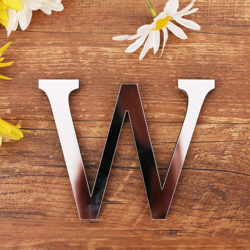 3D Acrylic Mirror Alphabet & House Number Wall Stickers – Decorative DIY Letters and Numbers