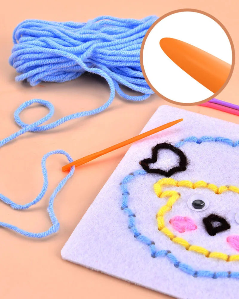 Montessori Non-woven Fabric Lacing Toys for Toddlers Kids Cartoon Animal Sewing Kit Fine Motor Skill Busy Board DIY Art Craft