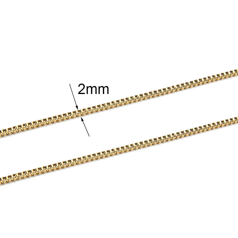 2m Stainless Steel Chains – Gold Color Ball Bead & Cuban Link Chain Bulk for DIY Necklace and Bracelet Making