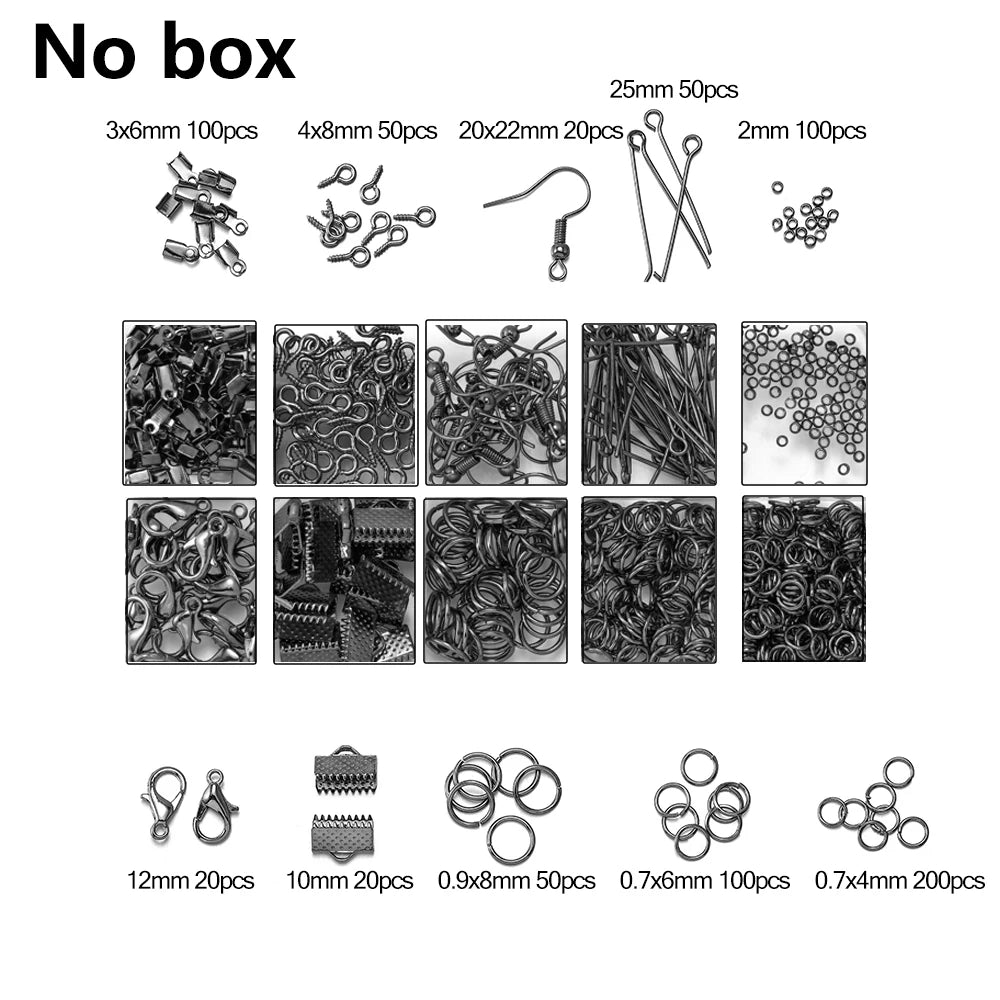 Alloy Jewelry Findings Set – Lobster Clasps, Open Jump Rings, Earring Hooks & Repair Tools for DIY Jewelry Making