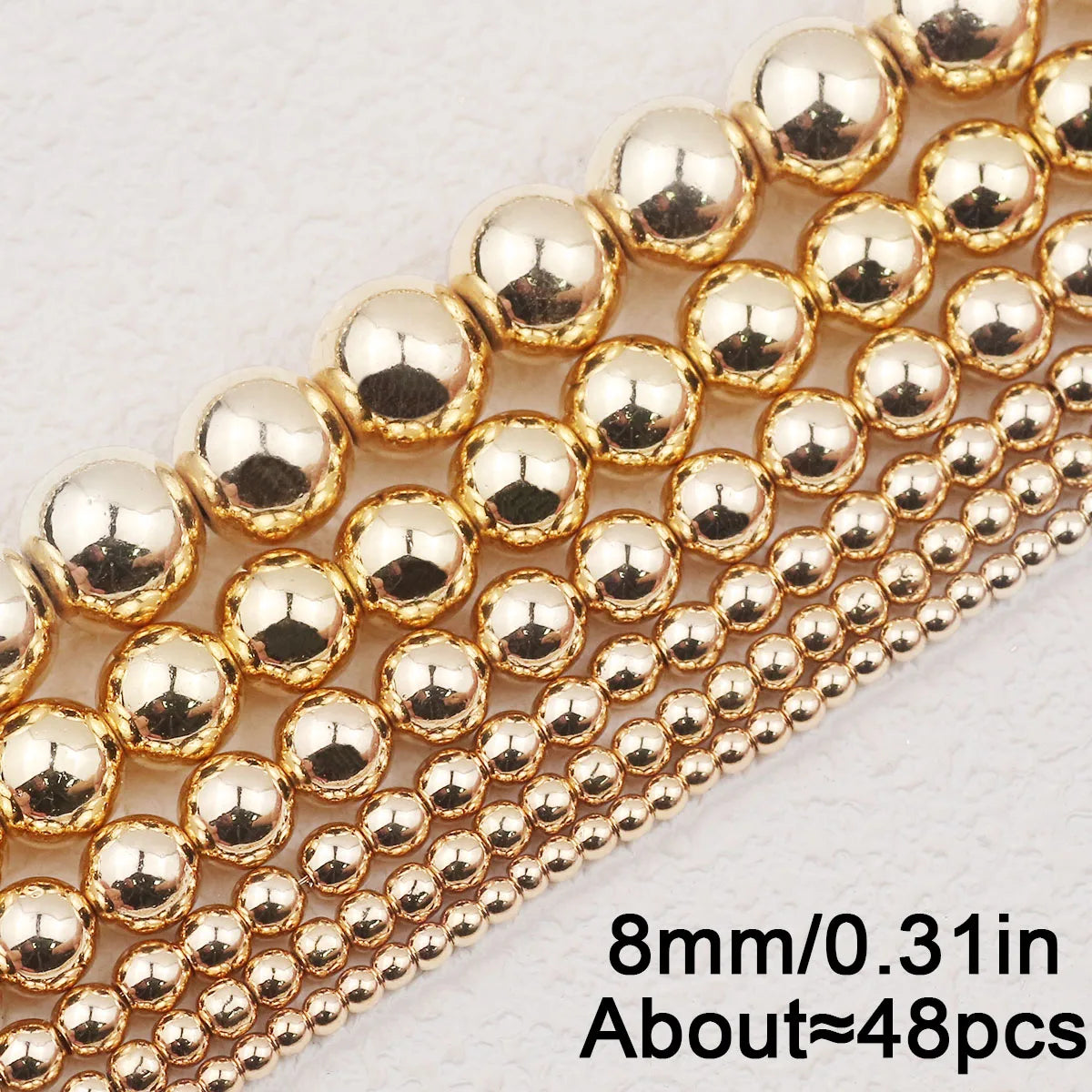 Golden Hematite Round Spacer Beads – Loose Beads for DIY Bracelets, Necklaces, and Jewelry Making