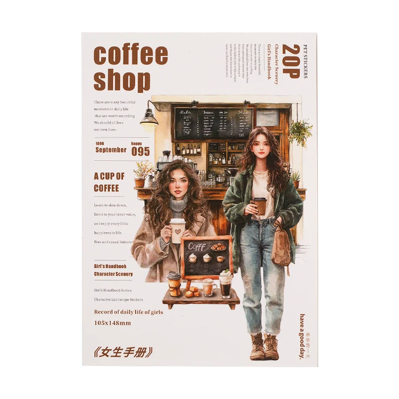 JIANQI 20 Sheets PET Die-Cut Stickers Set – Scrapbooking & Diary Craft Supplies