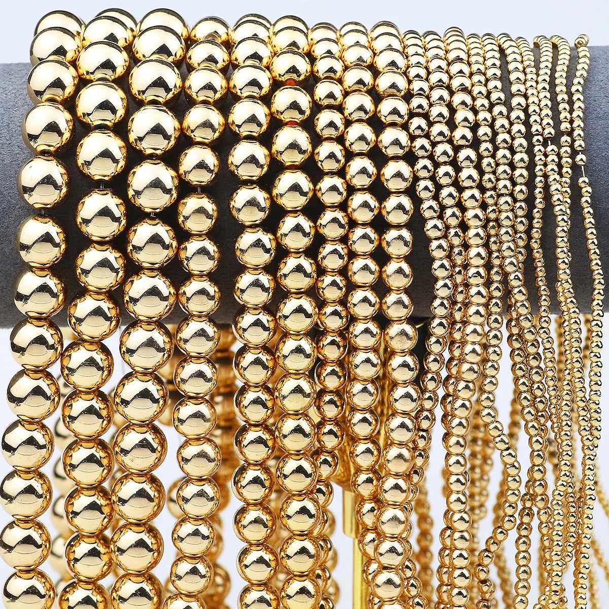 Golden Hematite Round Spacer Beads – Loose Beads for DIY Bracelets, Necklaces, and Jewelry Making