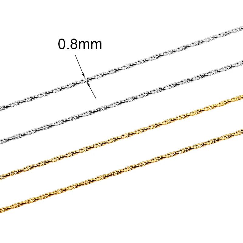 2m Stainless Steel Chains – Gold Color Ball Bead & Cuban Link Chain Bulk for DIY Necklace and Bracelet Making