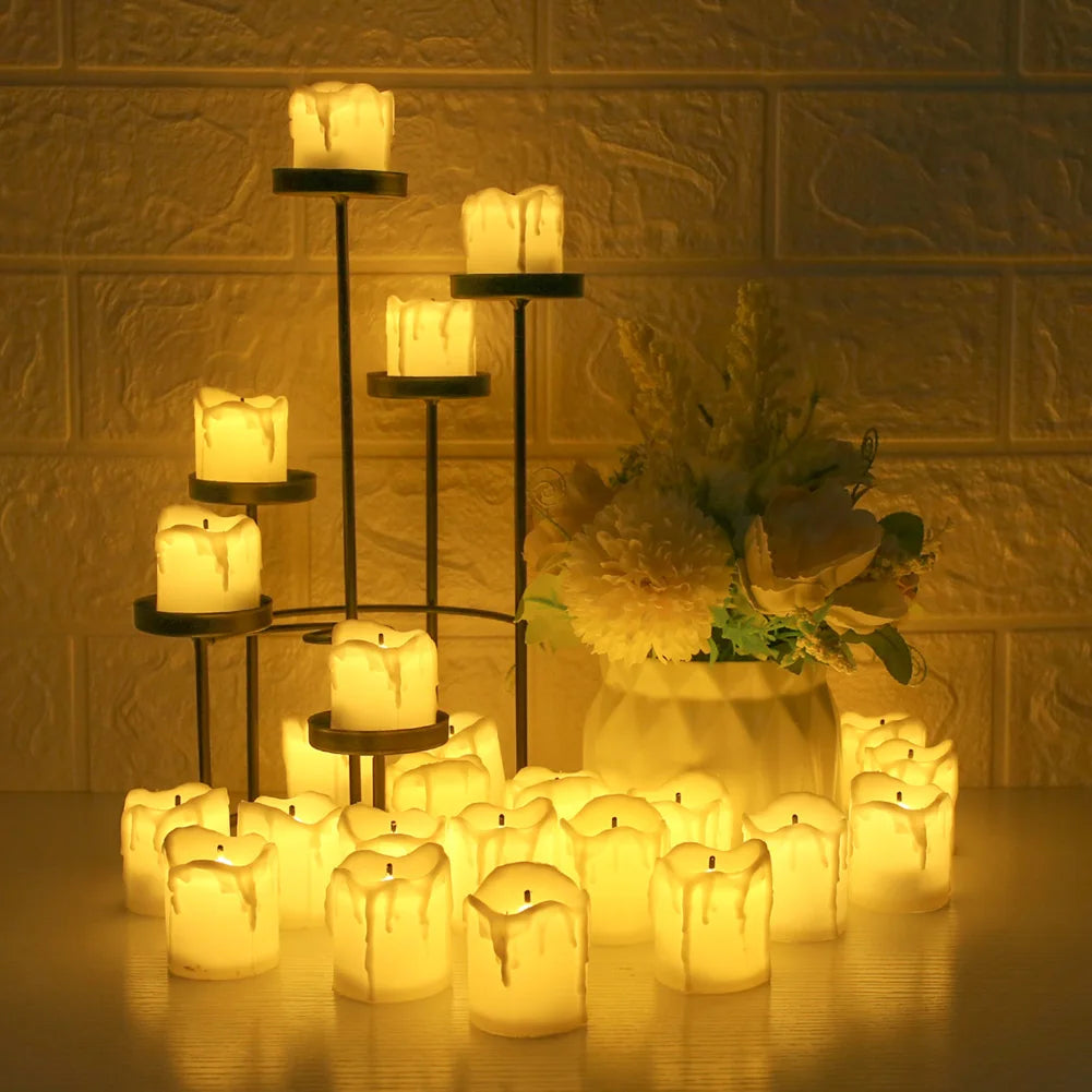24-Piece Flickering LED Candle Tealights – Flameless Battery Candles with Optional Remote Control for Weddings, Home & Christmas Décor