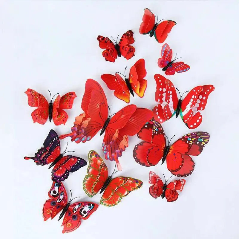 12pcs 3D Double Layer Butterfly Wall Stickers – DIY Magnetic Wall Art for Living Room, Kids Room & Wedding Decor