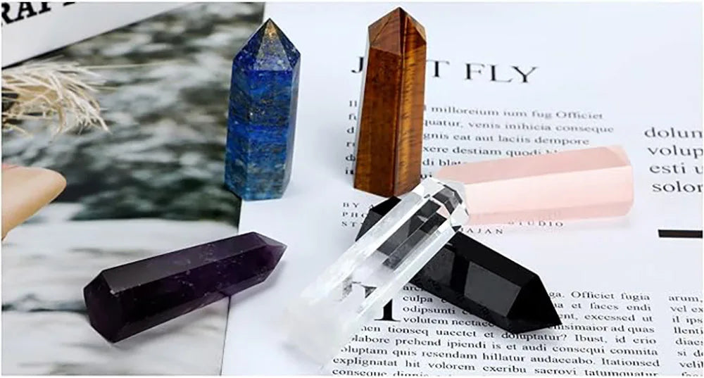 Natural Crystal Point Wand – Rose Quartz, Amethyst & Healing Stones for Witchcraft, Meditation, and Home Decoration