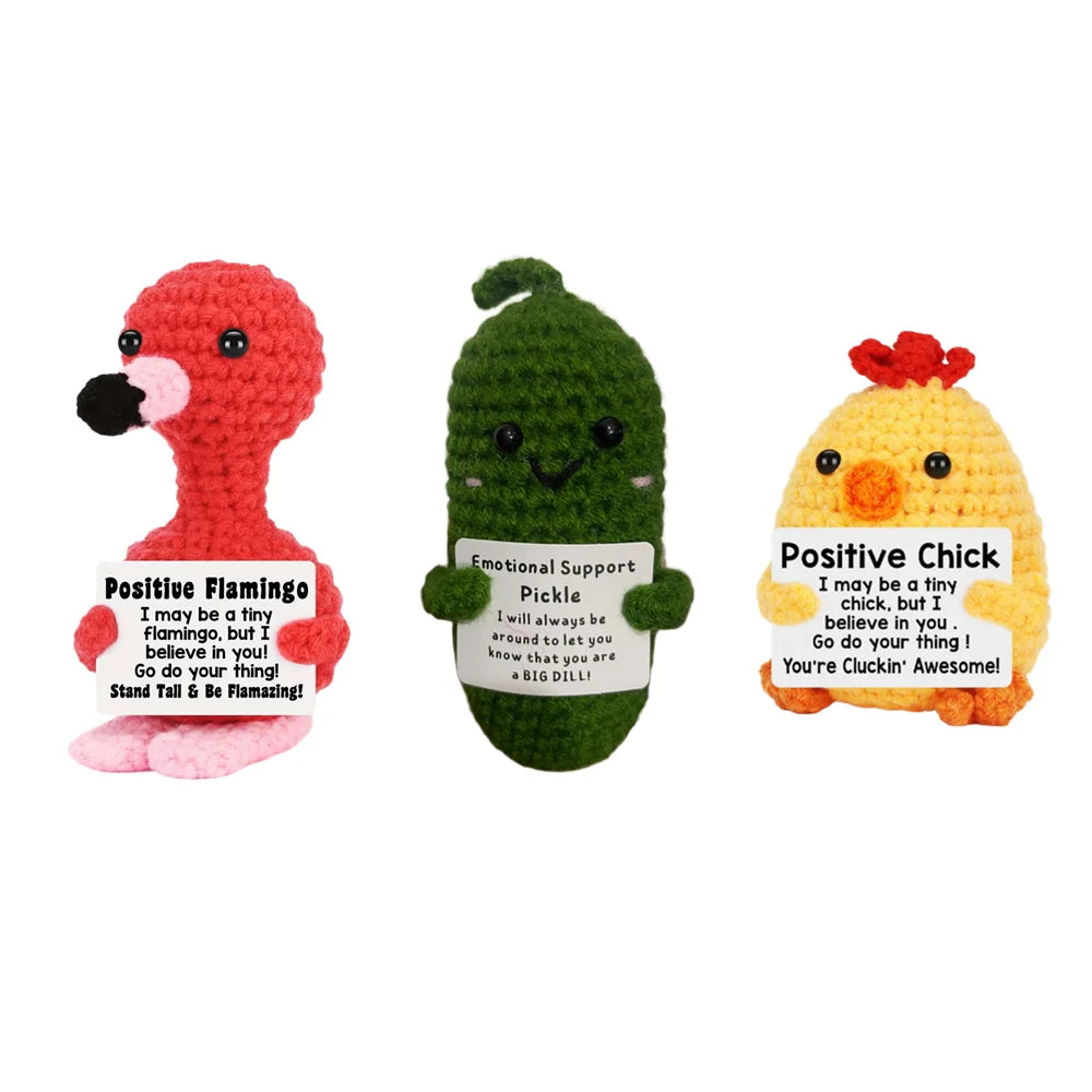 New Positive Energy Potato Hug Pocket Mini Handmade Plush Wool Knitting Doll with Card Funny Christams Gift Home Room Decoration