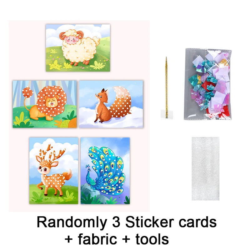 3pcs Princess Poking Art Craft Kit – DIY Sticker Fabric Cards for Kids – Creative Puzzle Painting and Dressing Game Toy