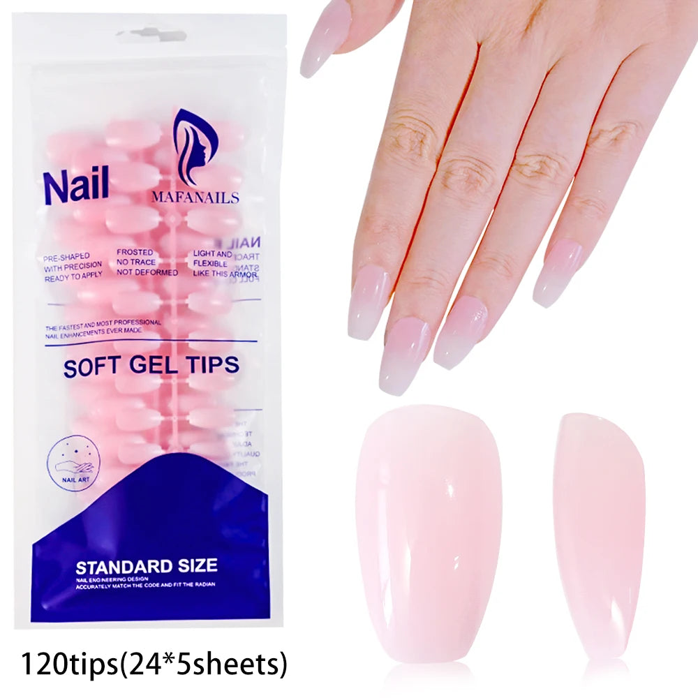 240/120pcs Colorful French Short Square Press-On Nails – Full Cover Ballerina Fake Nail Tips
