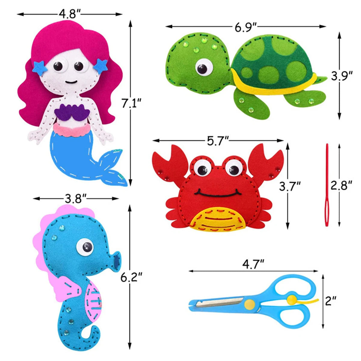 Sea Animals Sewing Kit for Kids Sea Animals Craft Kit Sewing Stuffed Animals Felt Plush Ornaments Sewing Craft Kit Educational