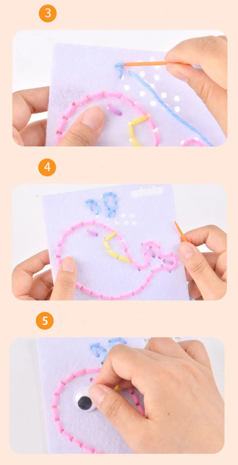 Montessori Non-woven Fabric Lacing Toys for Toddlers Kids Cartoon Animal Sewing Kit Fine Motor Skill Busy Board DIY Art Craft