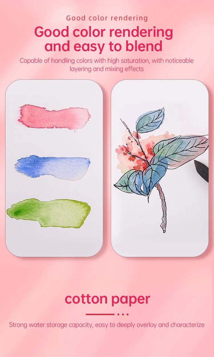 Baohong 100% Cotton Watercolor Paper – 200g/300g, 8K/16K/32K, 20 Sheets Professional Art Pad