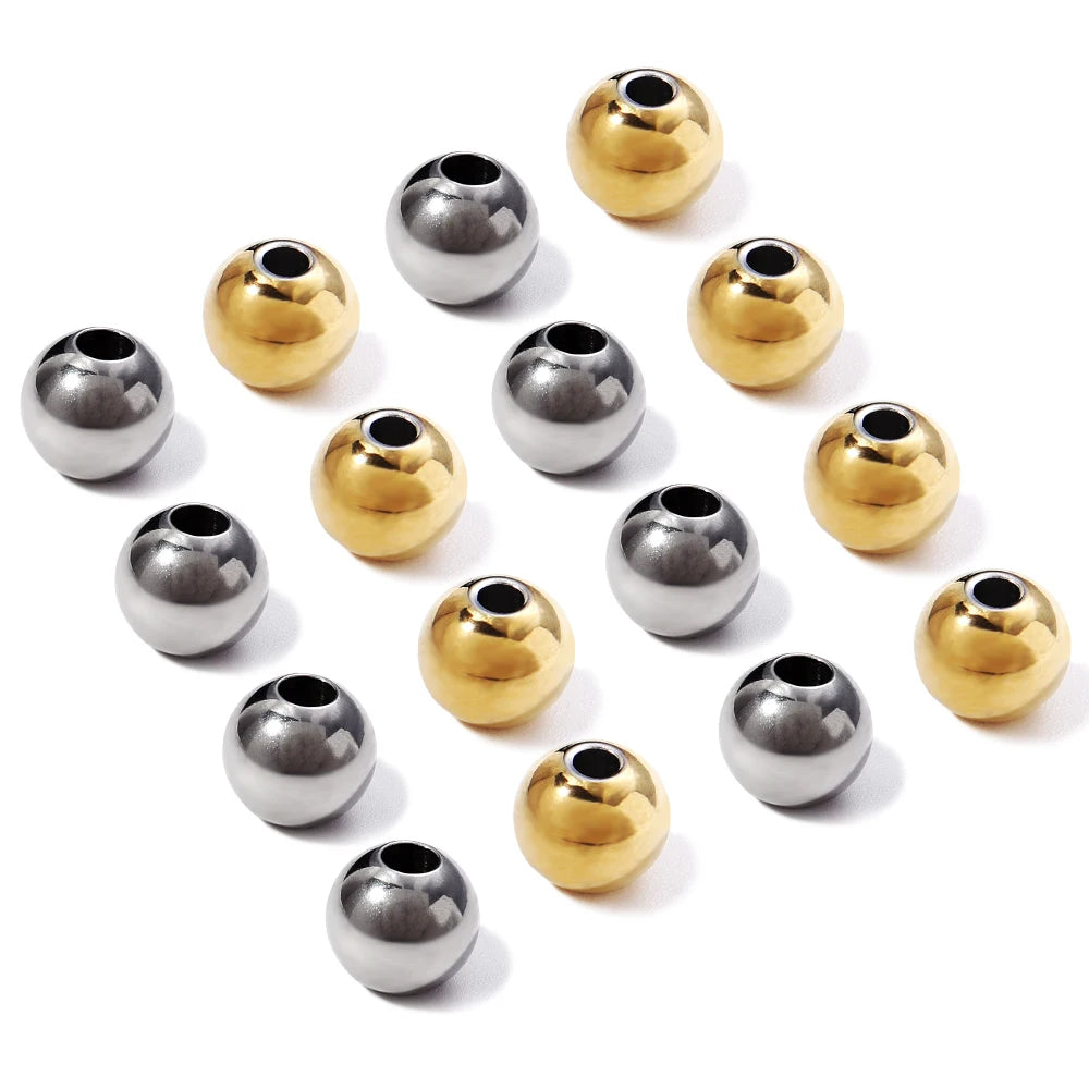 2–10mm Stainless Steel Spacer Beads – High-Quality Loose Beads for DIY Bracelets, Necklaces, and Jewelry Making
