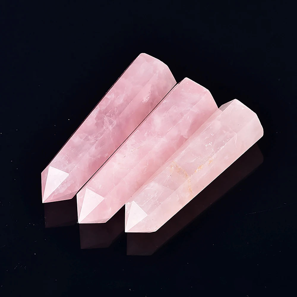 Natural Crystal Point Wand – Rose Quartz, Amethyst & Healing Stones for Witchcraft, Meditation, and Home Decoration