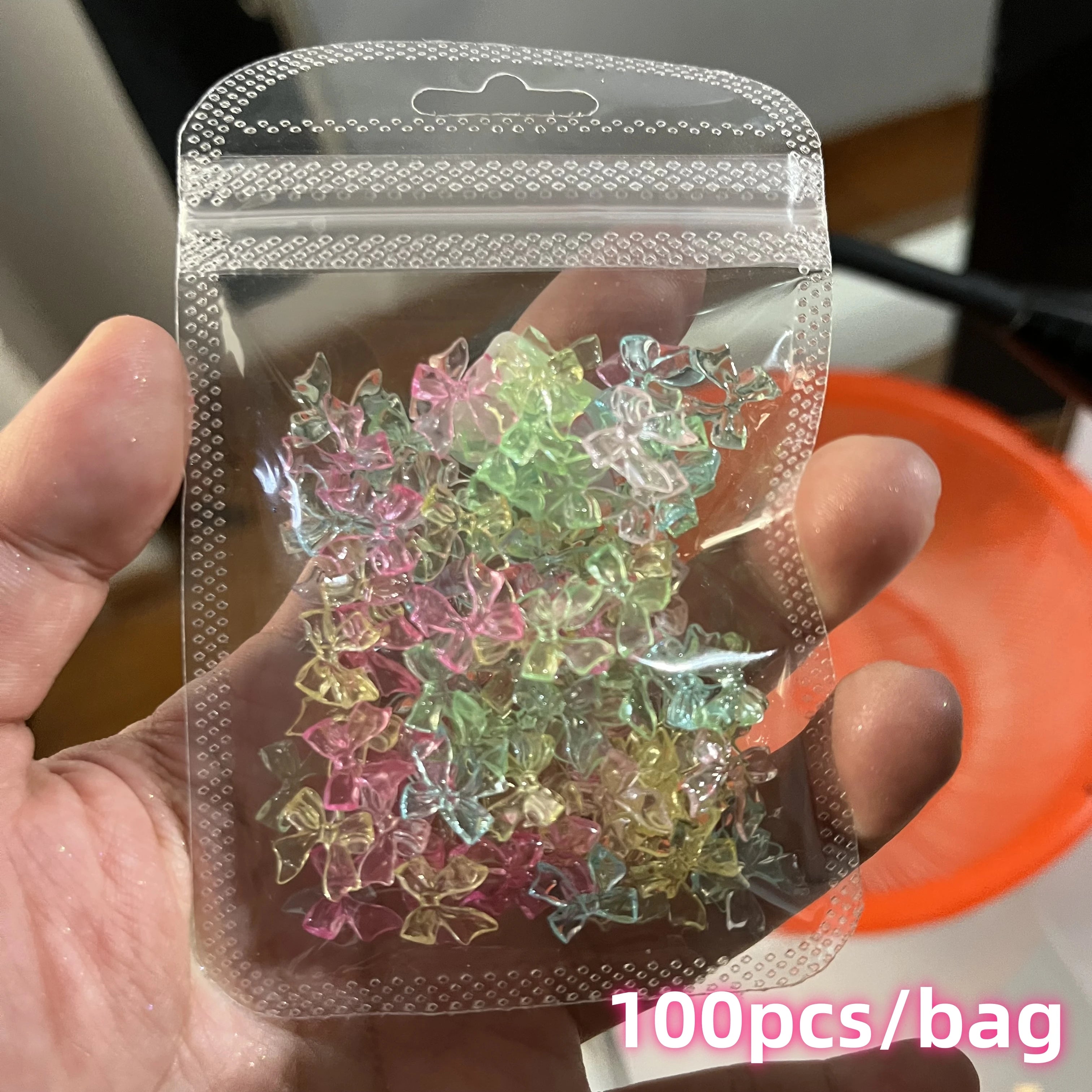 500–600pcs Mixed Resin Nail Art Charms – Y2K Flower, Heart, and Bear Decorations for DIY Manicure Accessories