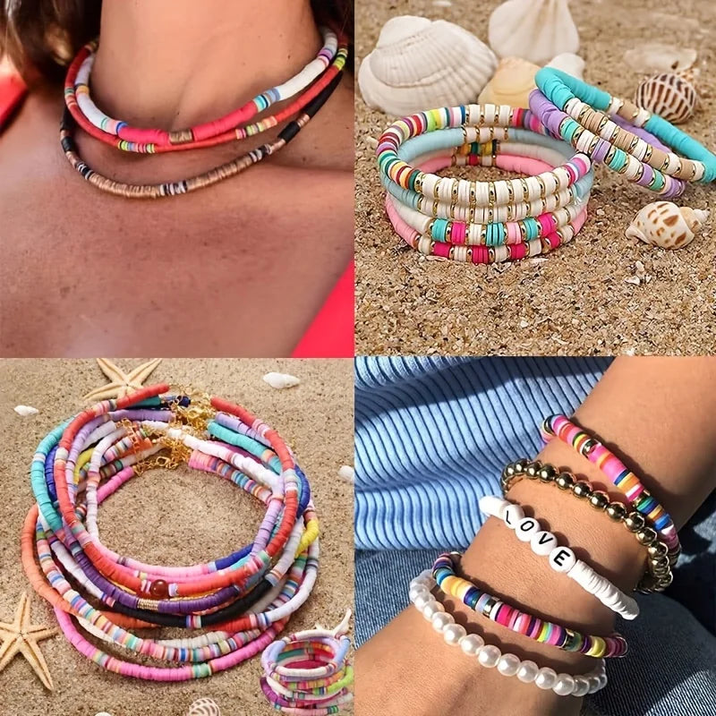 72 Colors Pottery Beads & 48 Colors Glass Beads – Mixed Varieties for DIY Jewelry Making, Bracelets, Necklaces, and Earrings