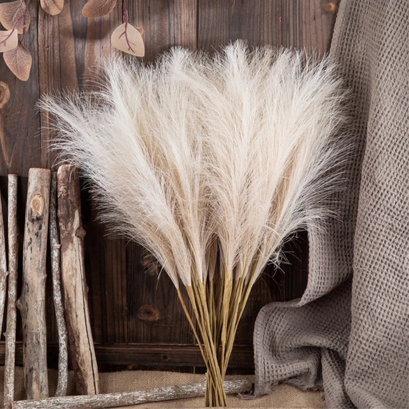 10pcs Artificial Reed Bouquet – Bohemian Pampas Grass Style Imitation Flowers for Home Décor, Wedding, and Christmas Decorations