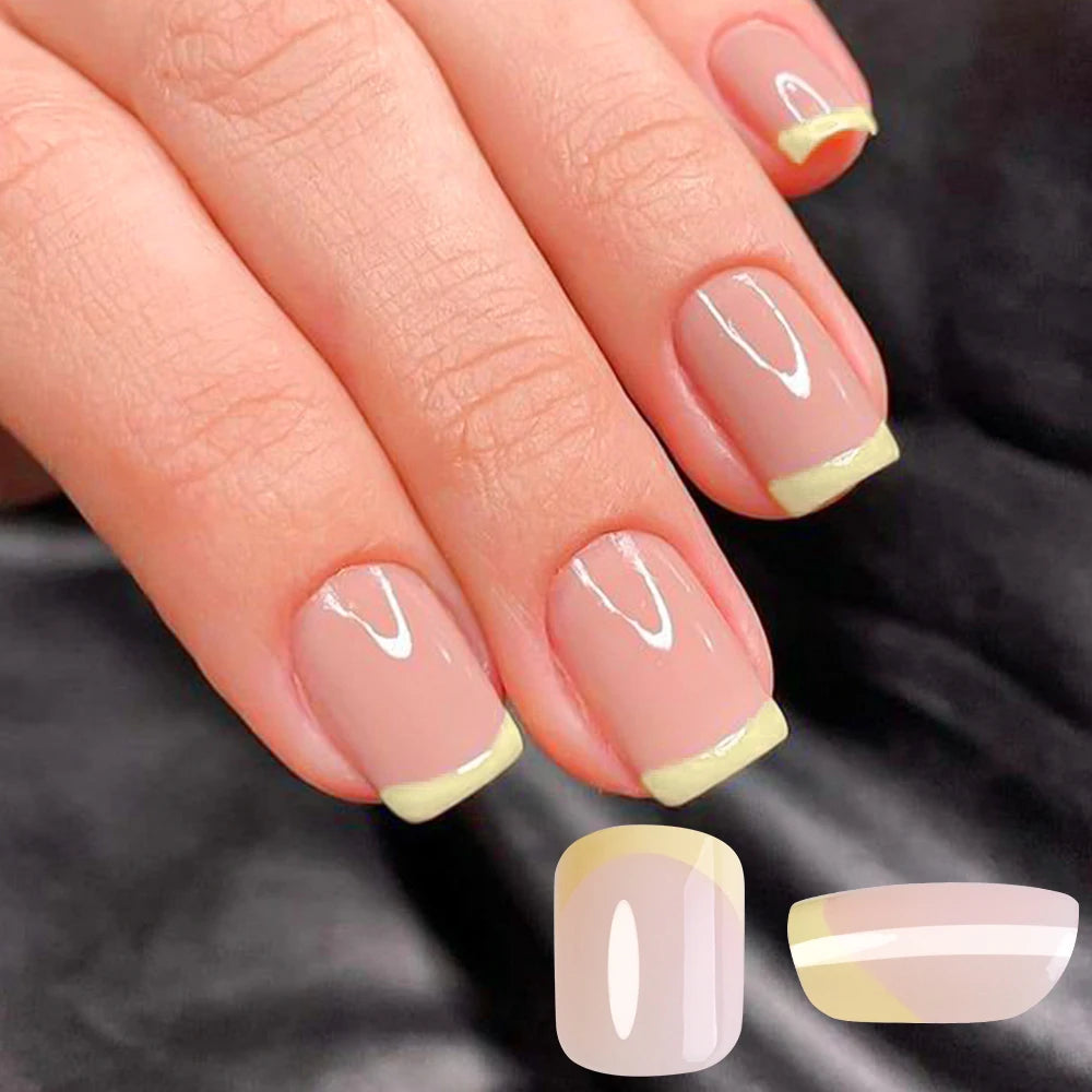 240/120pcs Colorful French Short Square Press-On Nails – Full Cover Ballerina Fake Nail Tips