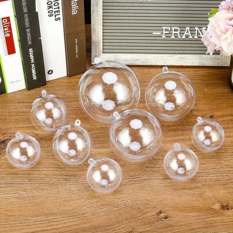 Wholesale Transparent DIY Plastic Ball Ornaments – Fillable Hanging Decoration for Christmas Tree, Wedding & Party Gifts