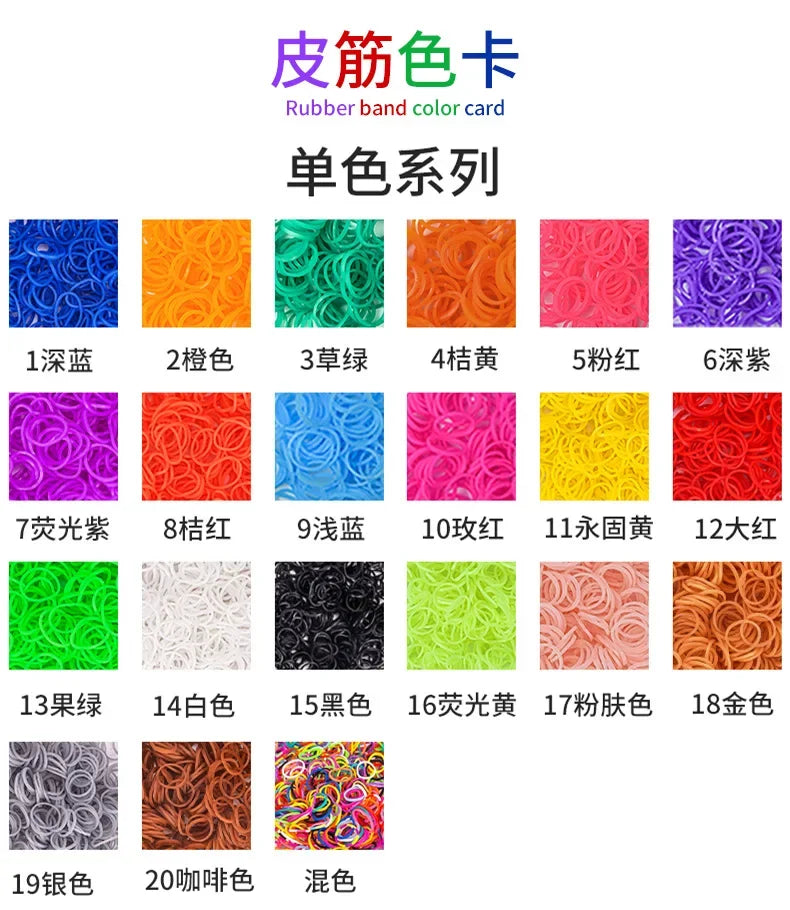 15,000pcs Rainbow Luminous Rubber Bands Loom Kit – DIY Bracelet Making Set for Kids