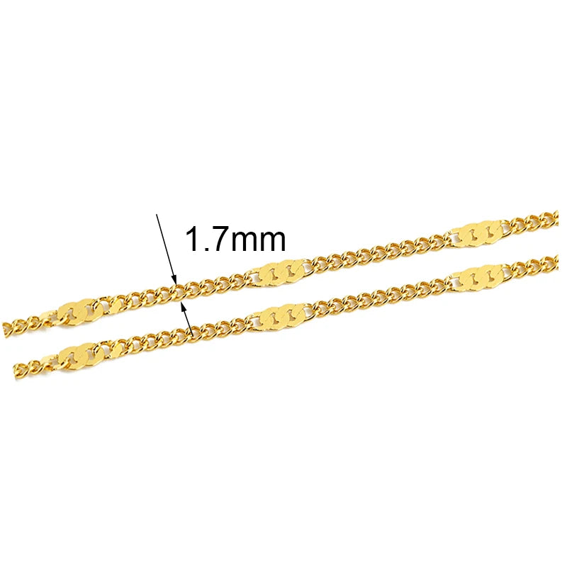 2m Stainless Steel Chains – Gold Color Ball Bead & Cuban Link Chain Bulk for DIY Necklace and Bracelet Making