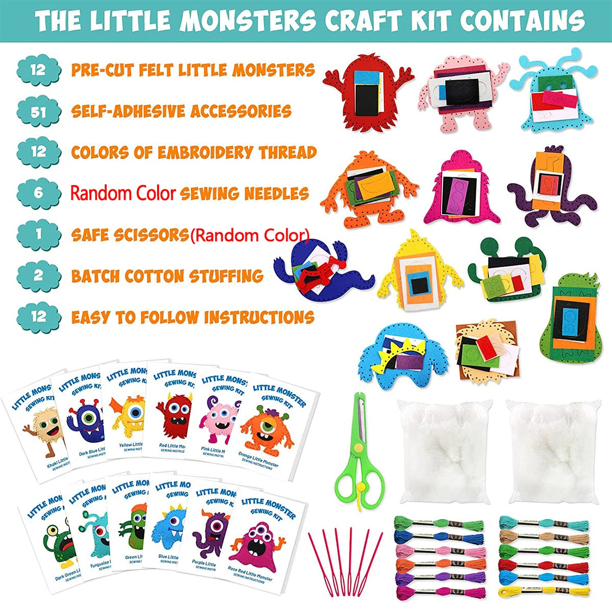 DIY Sewing Animals Craft Kit – Forest Creatures Felt Plush Toys for Kids – Beginner Sewing Set for Creative Play