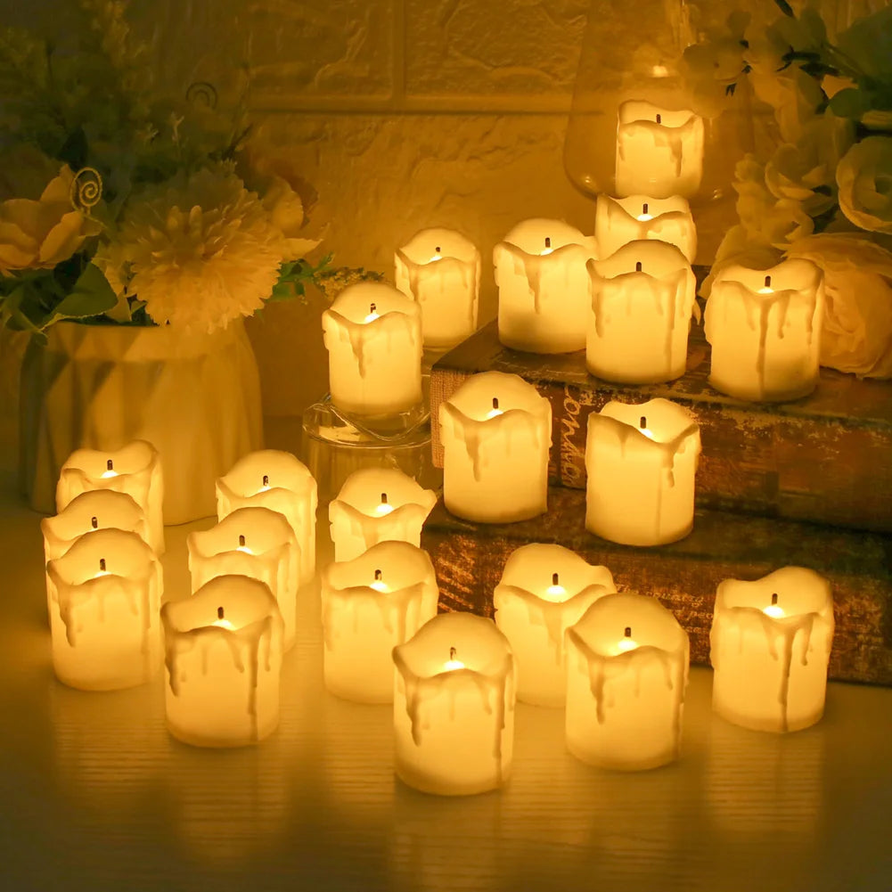 24-Piece Flickering LED Candle Tealights – Flameless Battery Candles with Optional Remote Control for Weddings, Home & Christmas Décor