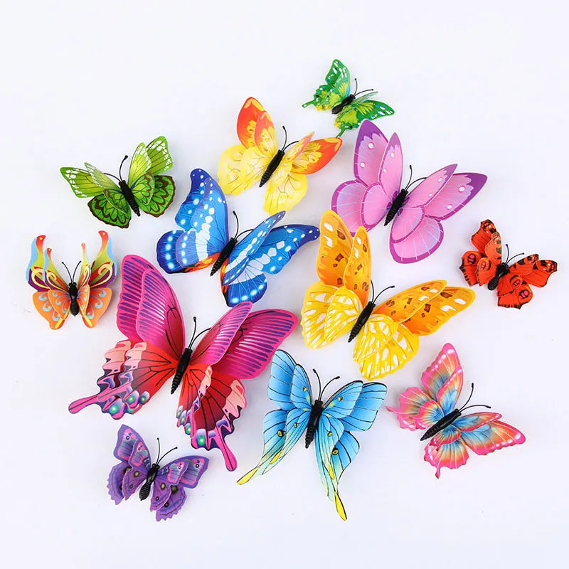 12pcs 3D Double Layer Butterfly Wall Stickers – DIY Magnetic Wall Art for Living Room, Kids Room & Wedding Decor