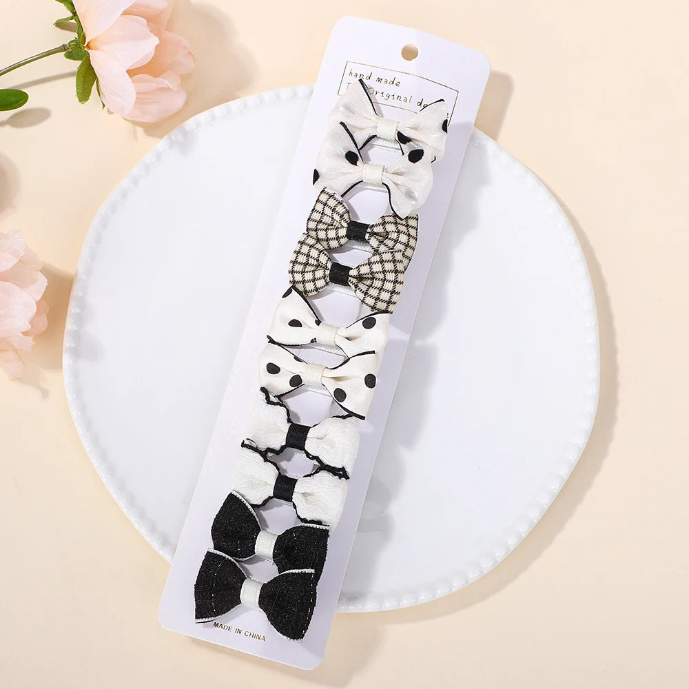 10-Piece Rainbow Fabric Bow Hair Clips – Handmade Printed Barrette Set for Girls, Mini Bangs Bows, Spring 2025 Style