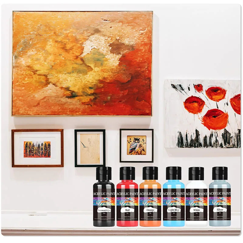 24-Color Acrylic Paint Set – 30ml Bottles for Fabric, Leather, Clothing, and DIY Craft Painting