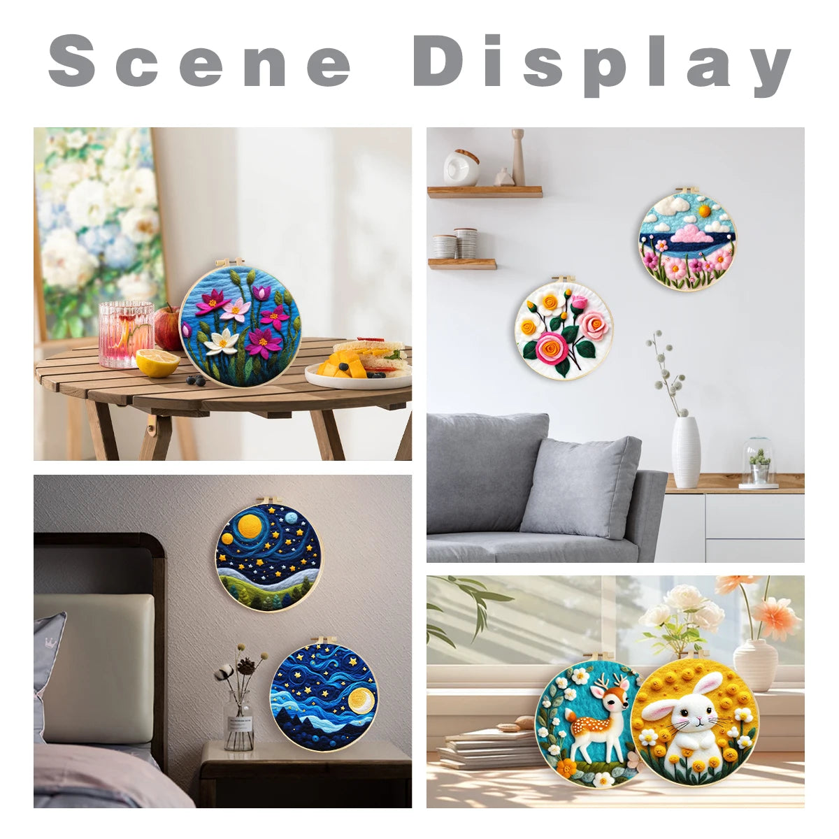 PhotoCustom 1 Pack Wool Embroidery Kit Creative Diy Cow Wool Needle Felt Painting Animal Picture Diy Kit Craft Ideas Gift