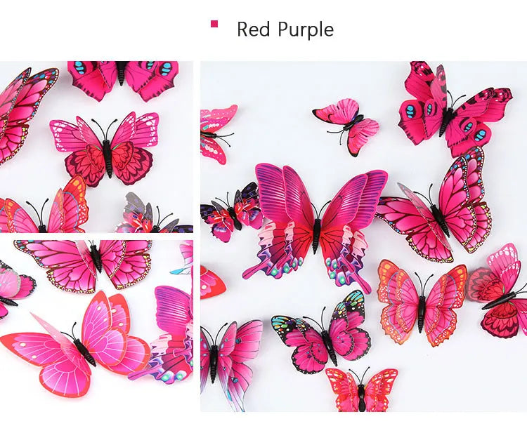 12pcs 3D Double Layer Butterfly Wall Stickers – DIY Magnetic Wall Art for Living Room, Kids Room & Wedding Decor