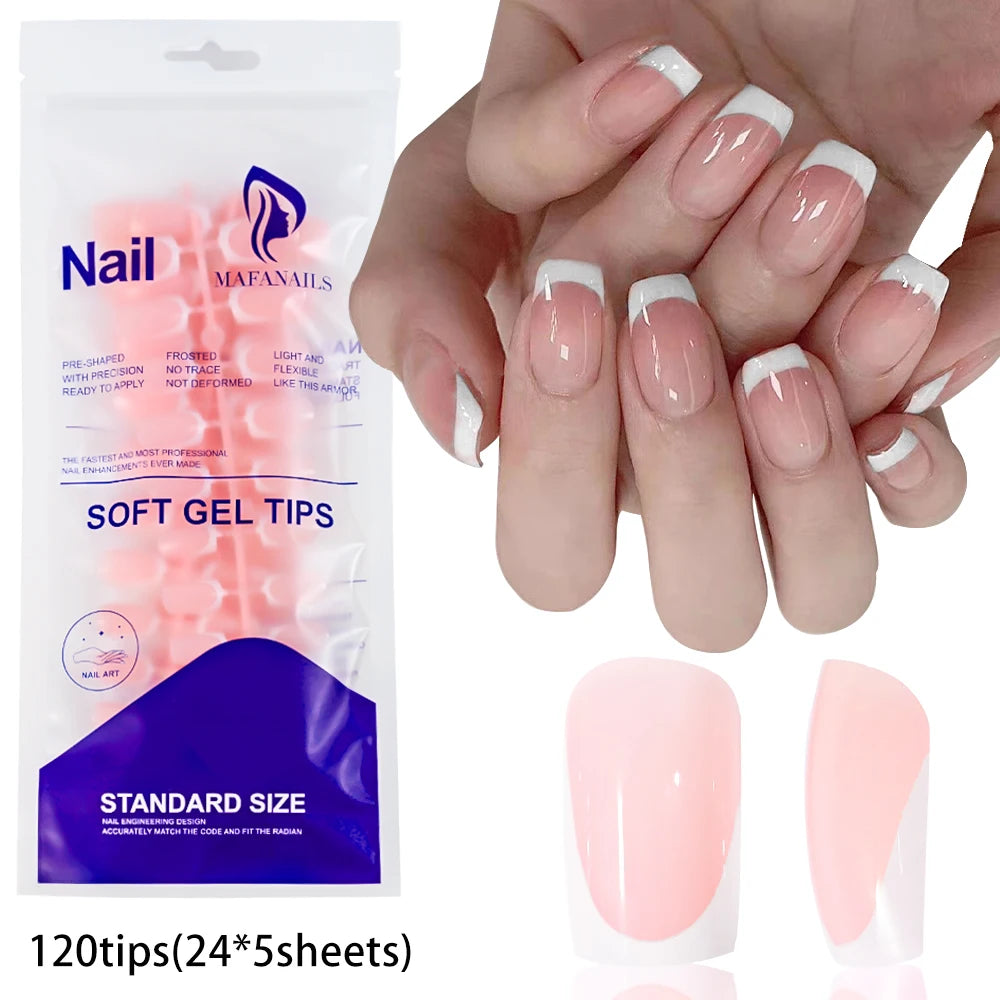 240/120pcs Colorful French Short Square Press-On Nails – Full Cover Ballerina Fake Nail Tips